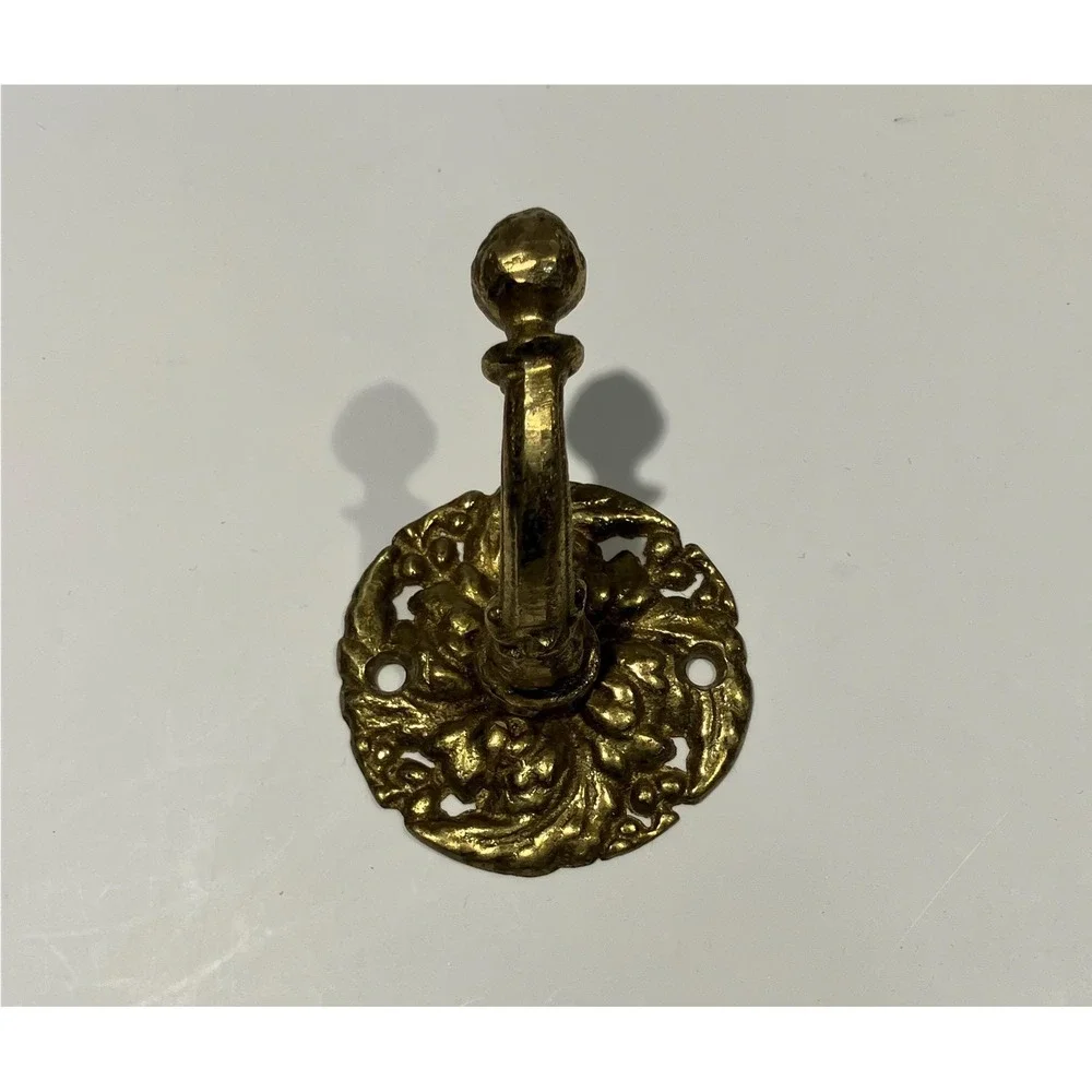 Vintage Ornate Brass Wall Hook - Victorian Style Curtain Tieback or Coat Hook